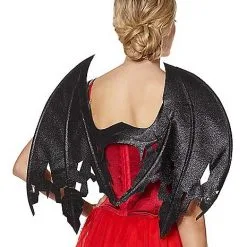 Spirit Halloween Black Glitter Devil Wings