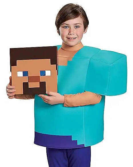 Spirit Halloween Kids Steve Costume Deluxe - Minecraft 7 Spirit Halloween Kids Steve Costume Deluxe - Minecraft - Image 5