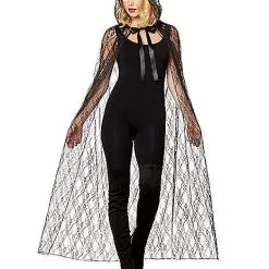 Spirit Halloween Adult Black Lace Cape