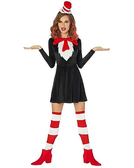 Spirit Halloween Adult Cat In The Hat Dress - Dr. Seuss 3 Spirit Halloween Adult Cat In The Hat Dress - Dr. Seuss