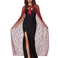 Spirit Halloween Adult Burgundy Lace Cape