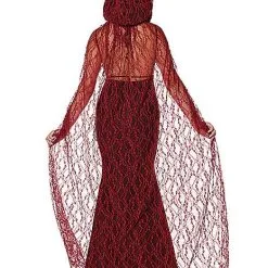 Spirit Halloween Adult Burgundy Lace Cape -Spirit Halloween Shop 01574193 b