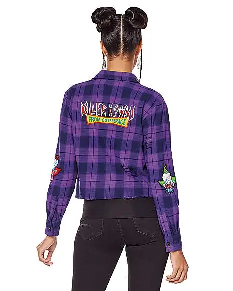 Spirit Halloween Adult Killer Klowns From Outer Space Flannel Shirt 4 Spirit Halloween Adult Killer Klowns From Outer Space Flannel Shirt - Image 2