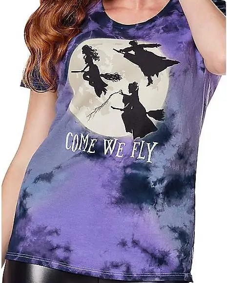 Spirit Halloween Tie Dye Come We Fly T Shirt - Hocus Pocus 6 Spirit Halloween Tie Dye Come We Fly T Shirt - Hocus Pocus - Image 4